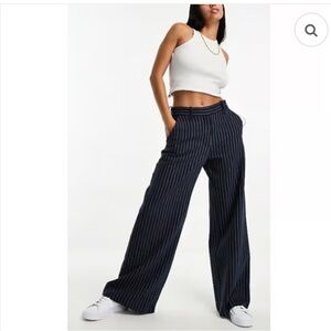 Abercrombie & Fitch Navy Pinstripe Wide-Leg Pants